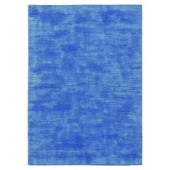 10'x14'1" Azure Blue Textured Wool Hand Knotted Overdyed Contemporary Design Rug