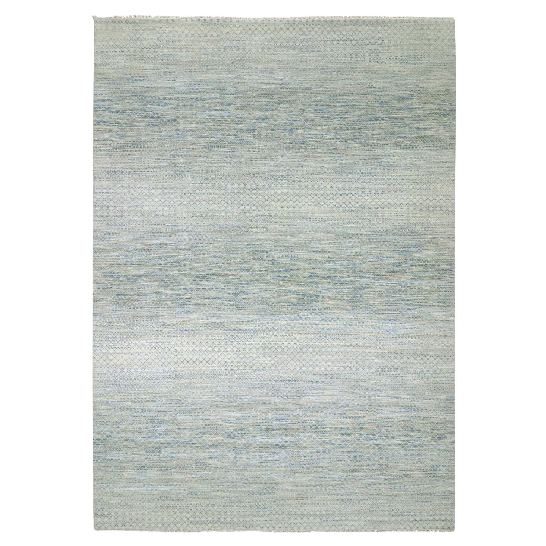 10'x14'1" Cadet Gray Dyed 100% Wool Hand Knotted Chiaroscuro Collection Rug For Sale