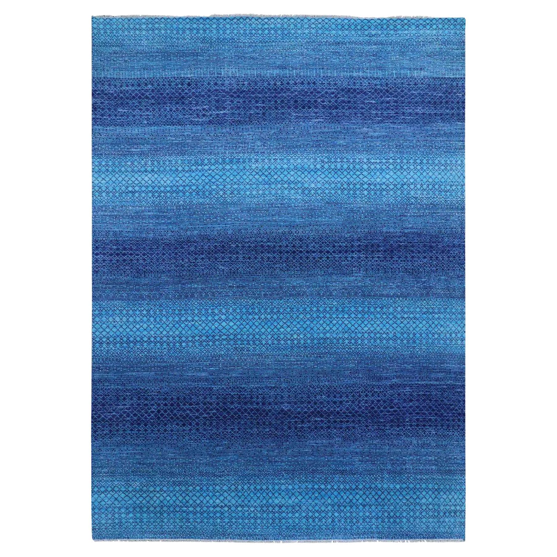 10'x14'1" Denim Blue, Tappeto orientale in lana annodata a mano della Collection'S Chiaroscuro