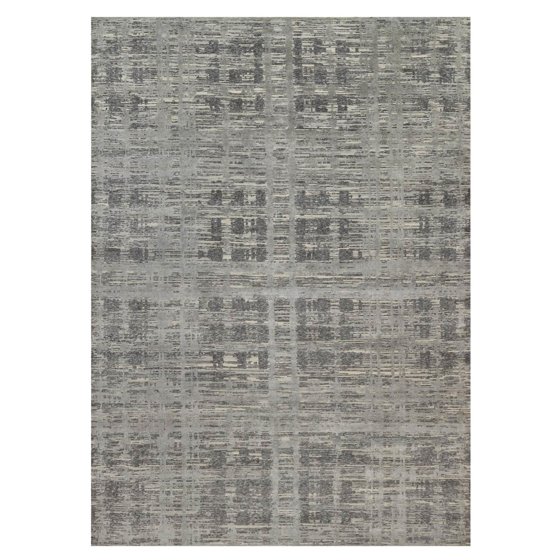 10
x14
1" Grau Modernes Criss Cross Gelöschtes Design Handgeknüpfter Teppich aus reiner Wolle