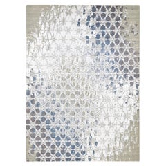 10'x14'1" grigio THE HONEYCOMB Tappeto di lana e seta annodato a mano dal design pluripremiato