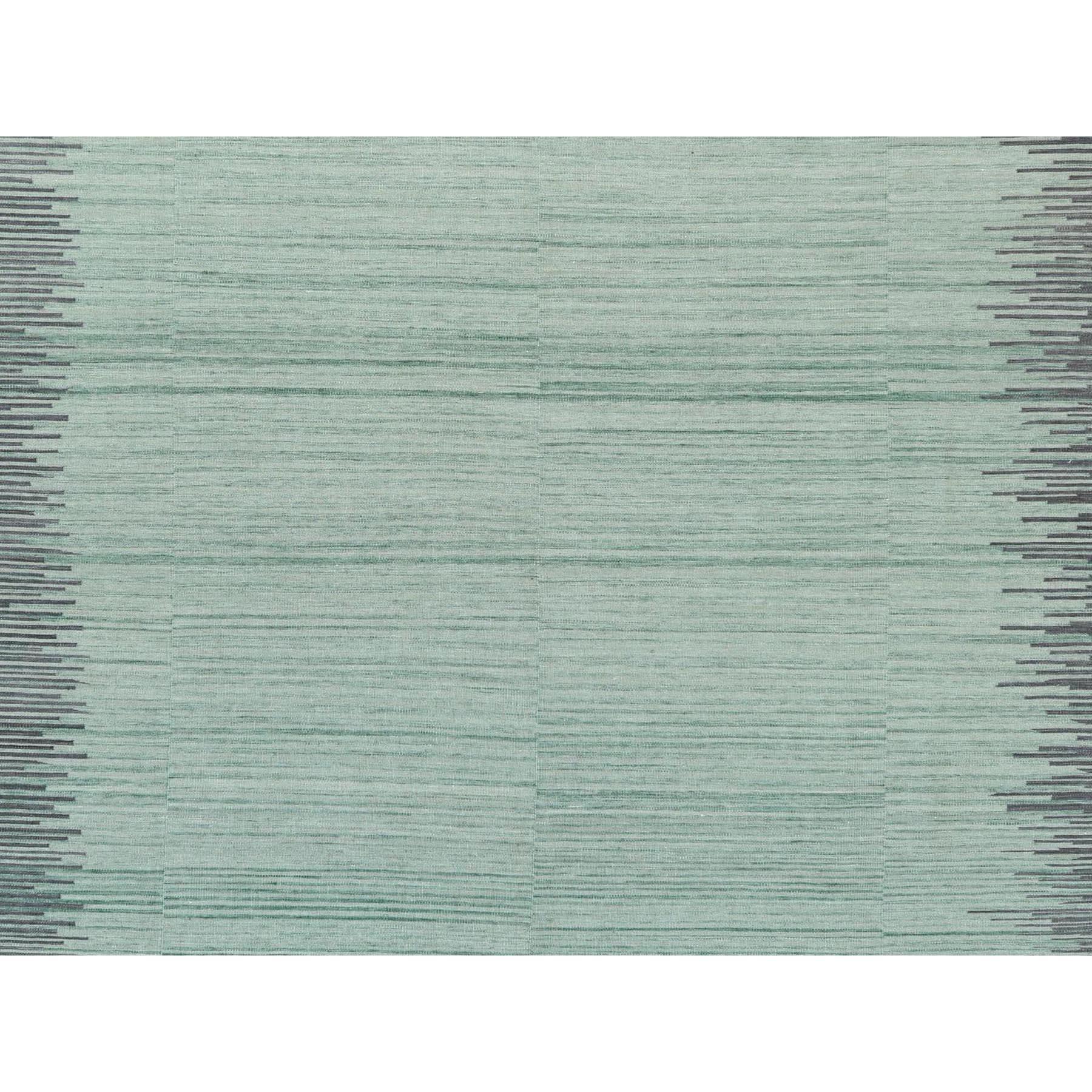 This is a truly genuine one-of-a-kind Hand Woven Light Green Flat Weave Kilim With Ethnic Design Organic Wool Reversible Oriental Rug. It has been Woven for months and months in the centuries-old weaving craftsmanship techniques by expert