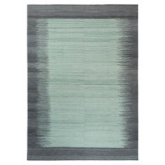 10'x14'1" Hand Woven Light Green Flat Weave Kilim with Ethnic Design Wool Rug