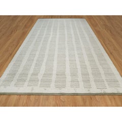 10'x14'1" Ivory Flat Weave with Pile Undyed Natural Wool Hand Woven Oriental Rug