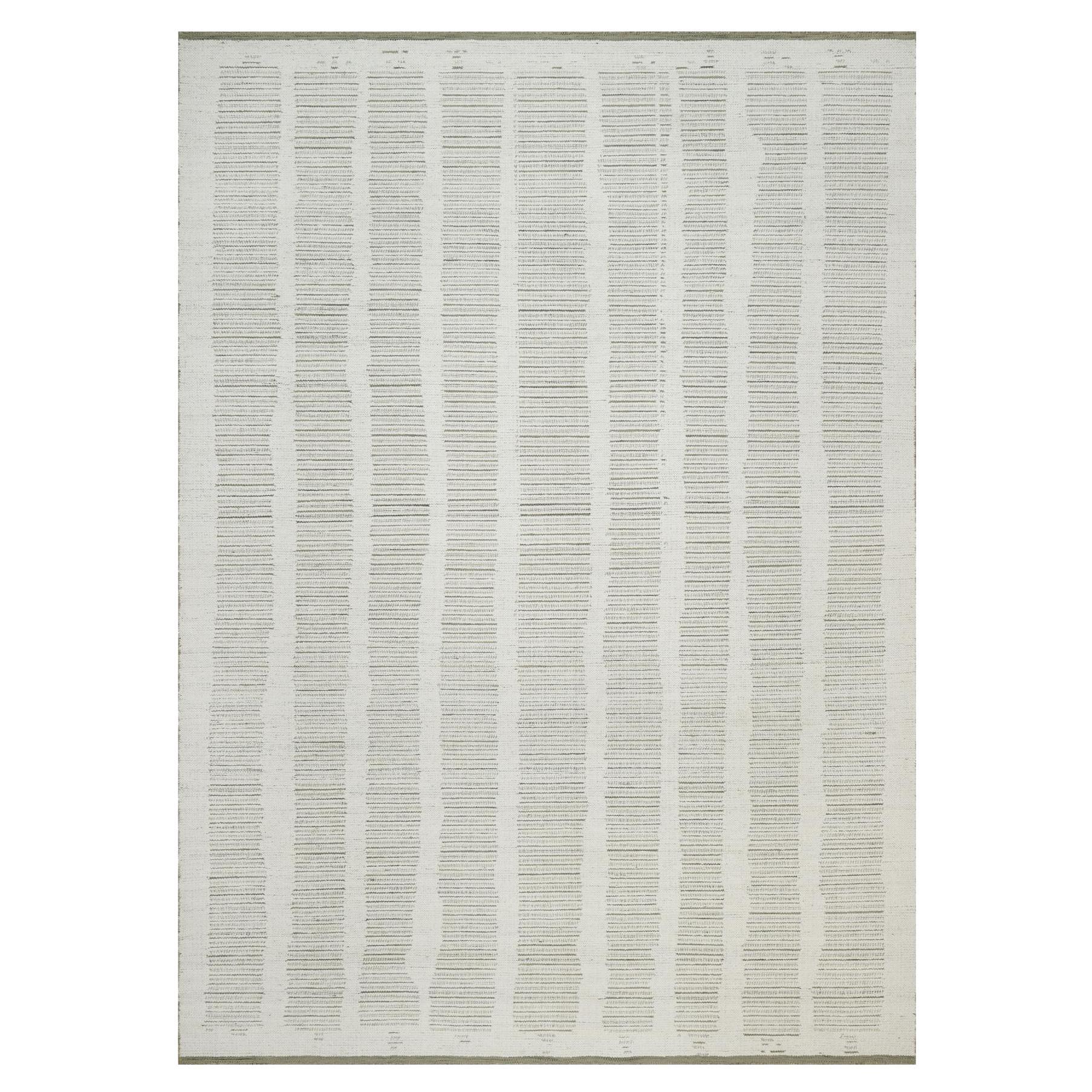 10
x14
1" Elfenbeinfarbenes Flachgewebe mit Flor Ungefärbte natürliche Wolle Handgewebter Orientteppich