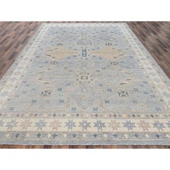 10'x14'1" Misty Gray Anatolian Village Design Turkish Knot Hand Knotted Wool Rug