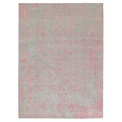 10'x14'1" Pink Wool and Art Silk Transitional Design Hand Loomed Jacquard Rug