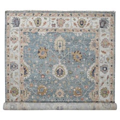 10'x14'1" Water Lake Gray Oushak All Over Motifs Design Wool Hand Knotted Rug