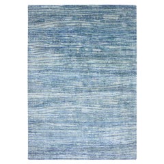 10'x14'2" Aqua Blue with Teal Wave Design 100% Silk Hand Knotted Oriental Rug