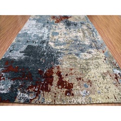 10'x14'2" Bone Gray, Natural Wool Hand Knotted, Abstract Design, Oriental Rug
