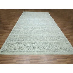 10'x14'2" Gray 14th Century Influence Mamluk Design Hand Knotted Pure Wool Rug