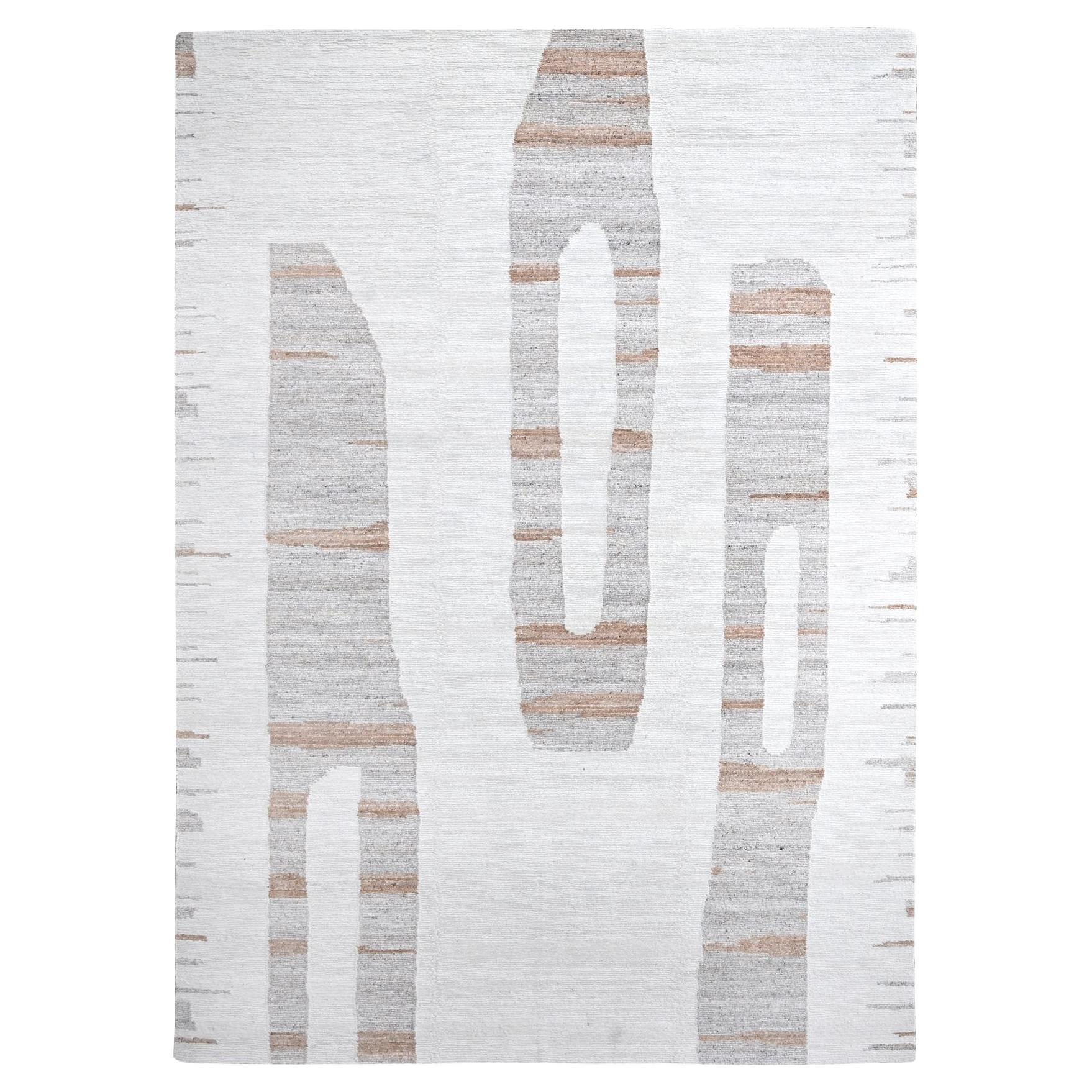 10'x14'2" Elfenbein Minimalist Schwedisches Design Handgeknüpft Reine Wolle Orientteppich
