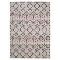 10'x14'2" Rosa Ikat Design mit geometrischem Muster Wolle und Seide Hand geknüpft Teppich