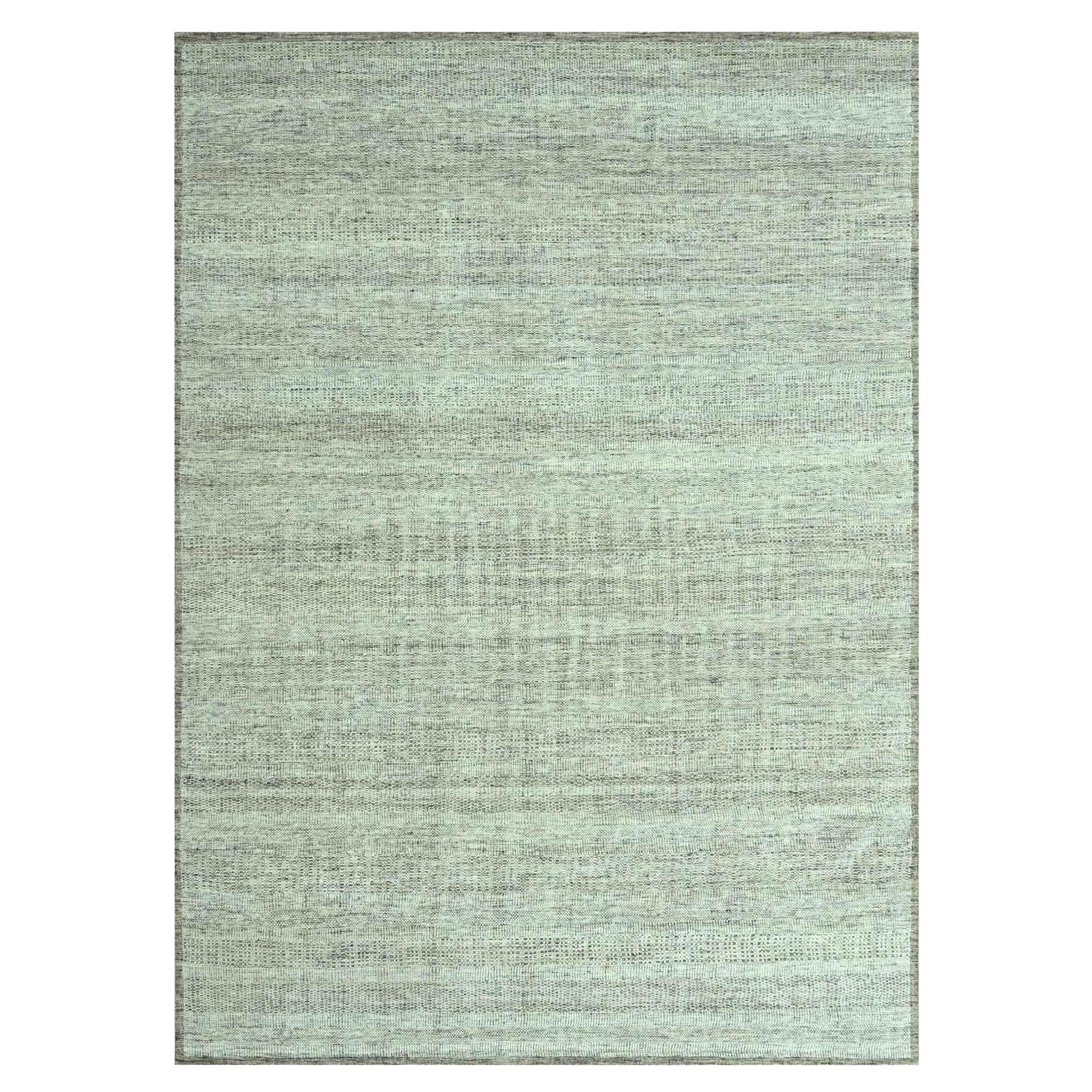10'x14'3" Brown 100% Wool Oxidized and Distressed Grass Design Hand Knotted Rug For Sale