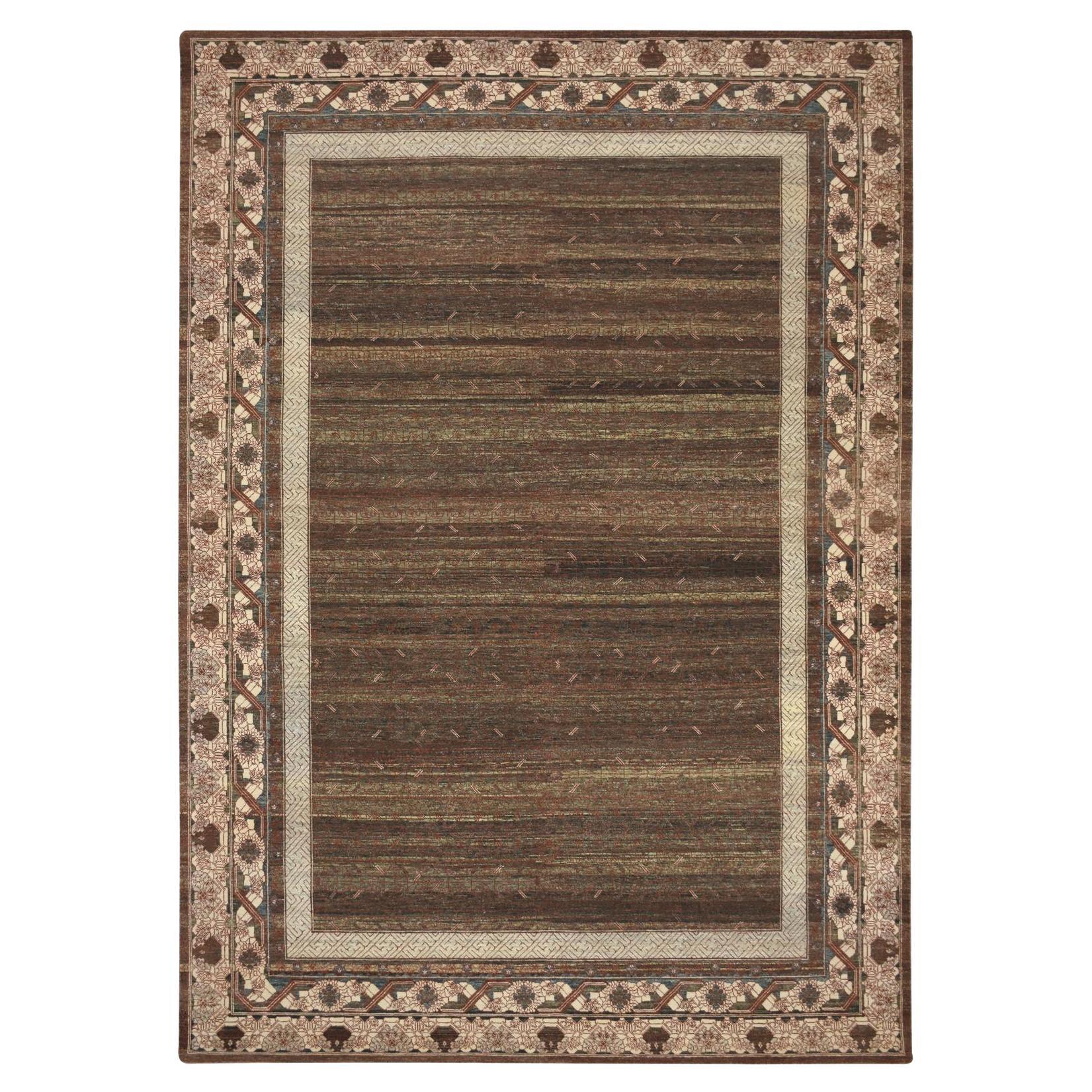 10'x14'3" Brown Khotan Einfluss alle über komplizierte Design handgeknüpft Wolle Teppich im Angebot