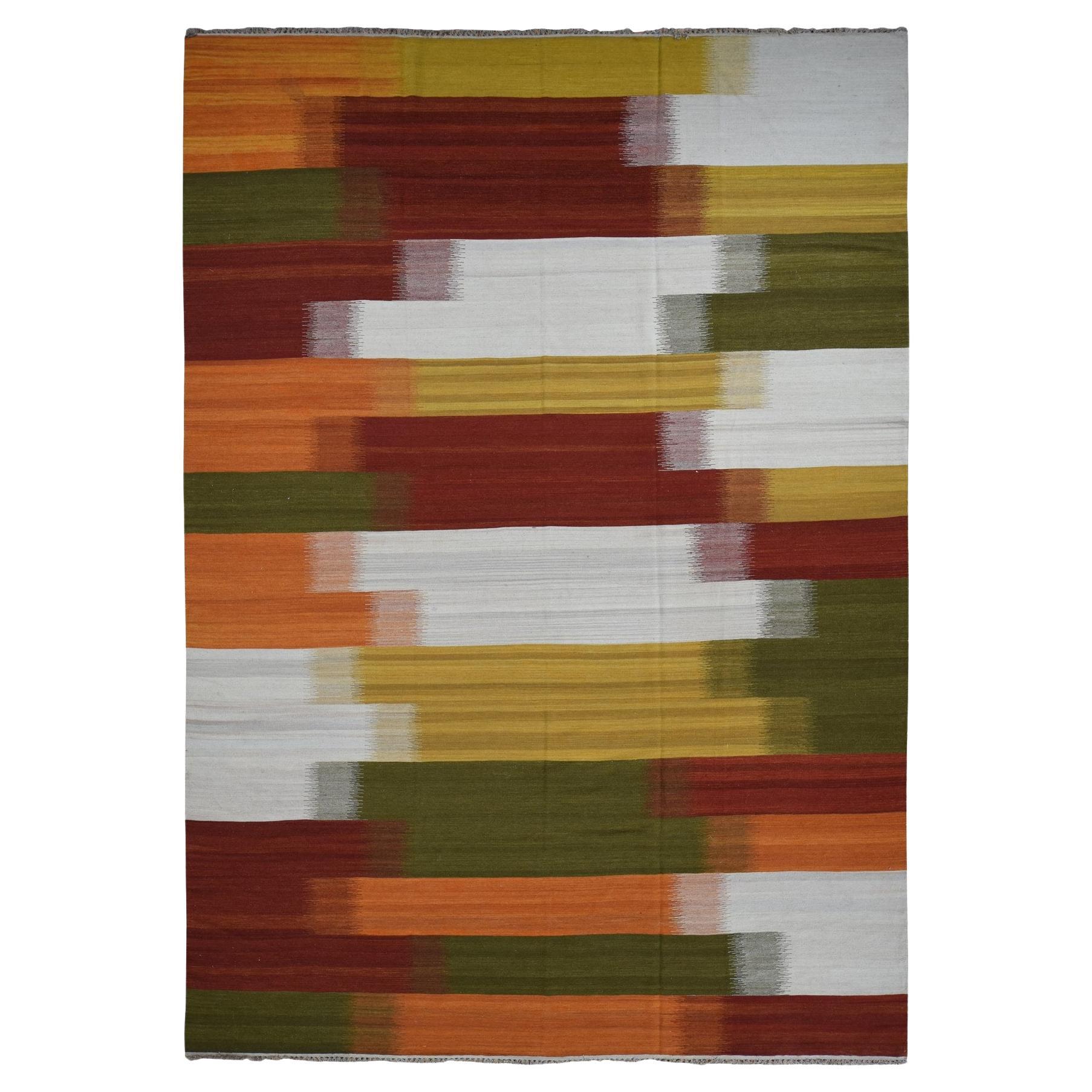 10
x14
3" Elfenbein, Handgewebt, Flachgewebe Durie Kilim, 100% Wolle, Teppich