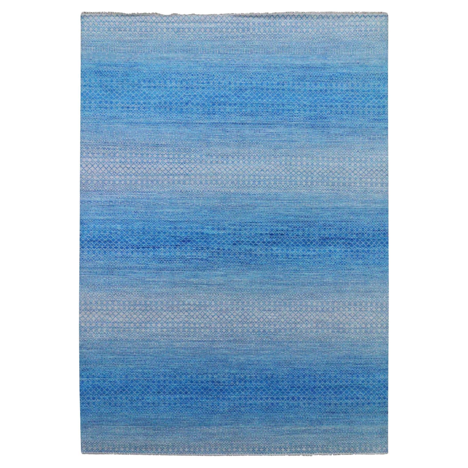 10'x14'3" Light Blue, Pure Wool Hand Knotted, Modern Chiaroscuro Collection Rug