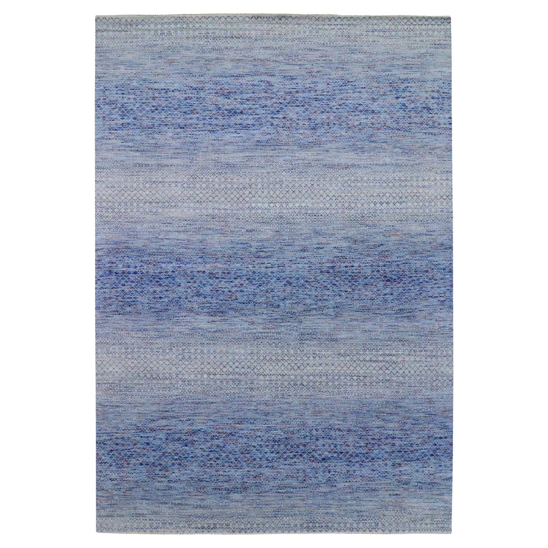 10'x14'4" Blue, Pure Wool Hand Knotted, Modern Chiaroscuro Collection Rug
