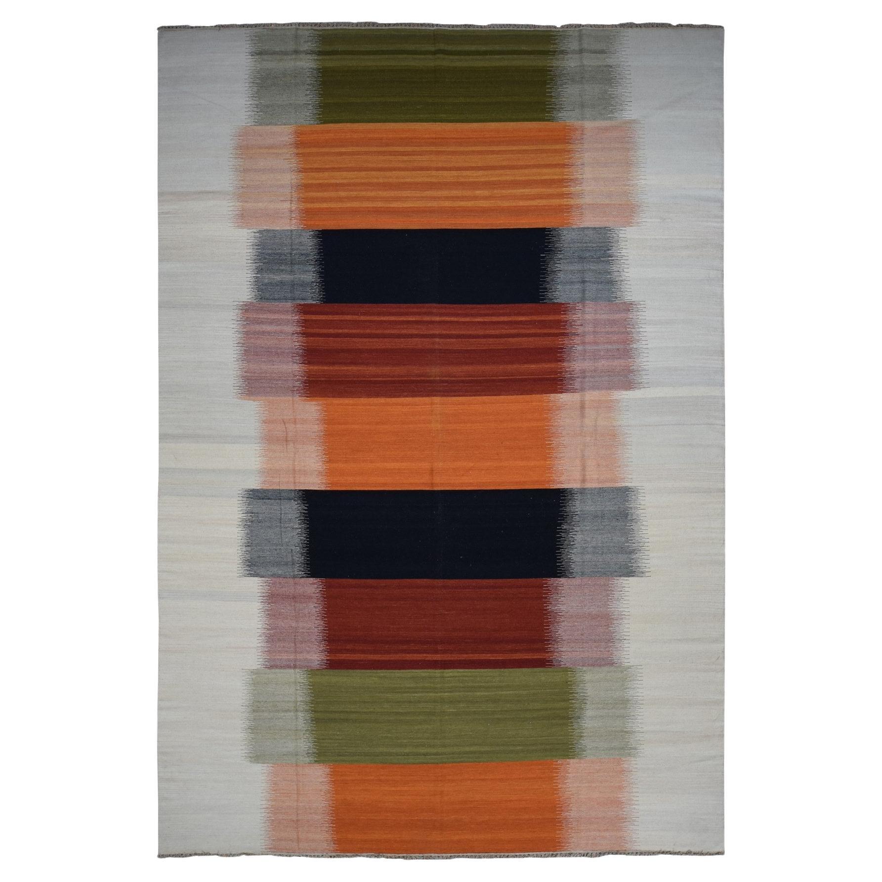 10
x14
4" Ivory, Hand Woven, Flat Weave Durie Kilim, 100% Wool, Rug For Sale