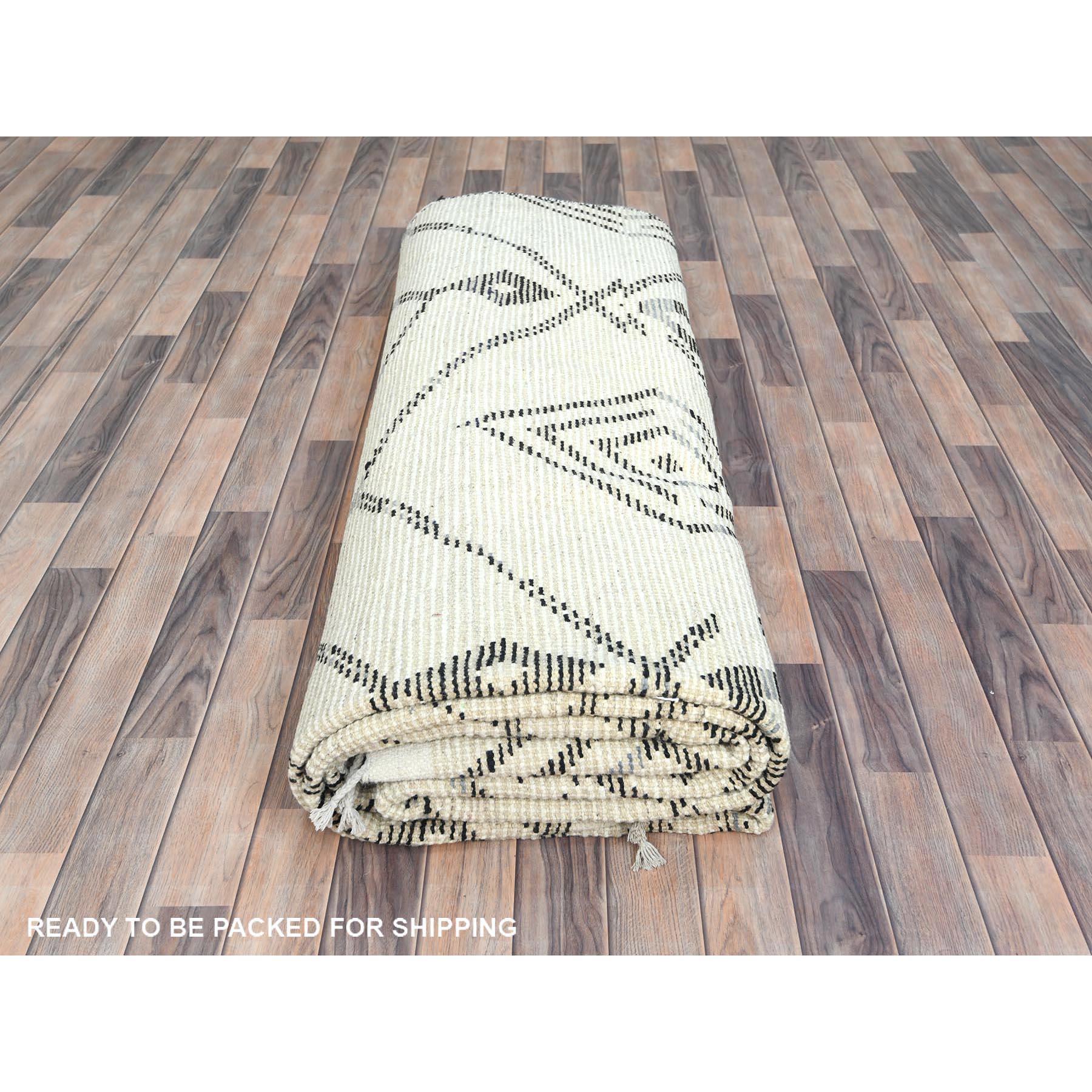 Tapis oriental noué à la main ivoire d'influence berbère marocaine 10'x14'4