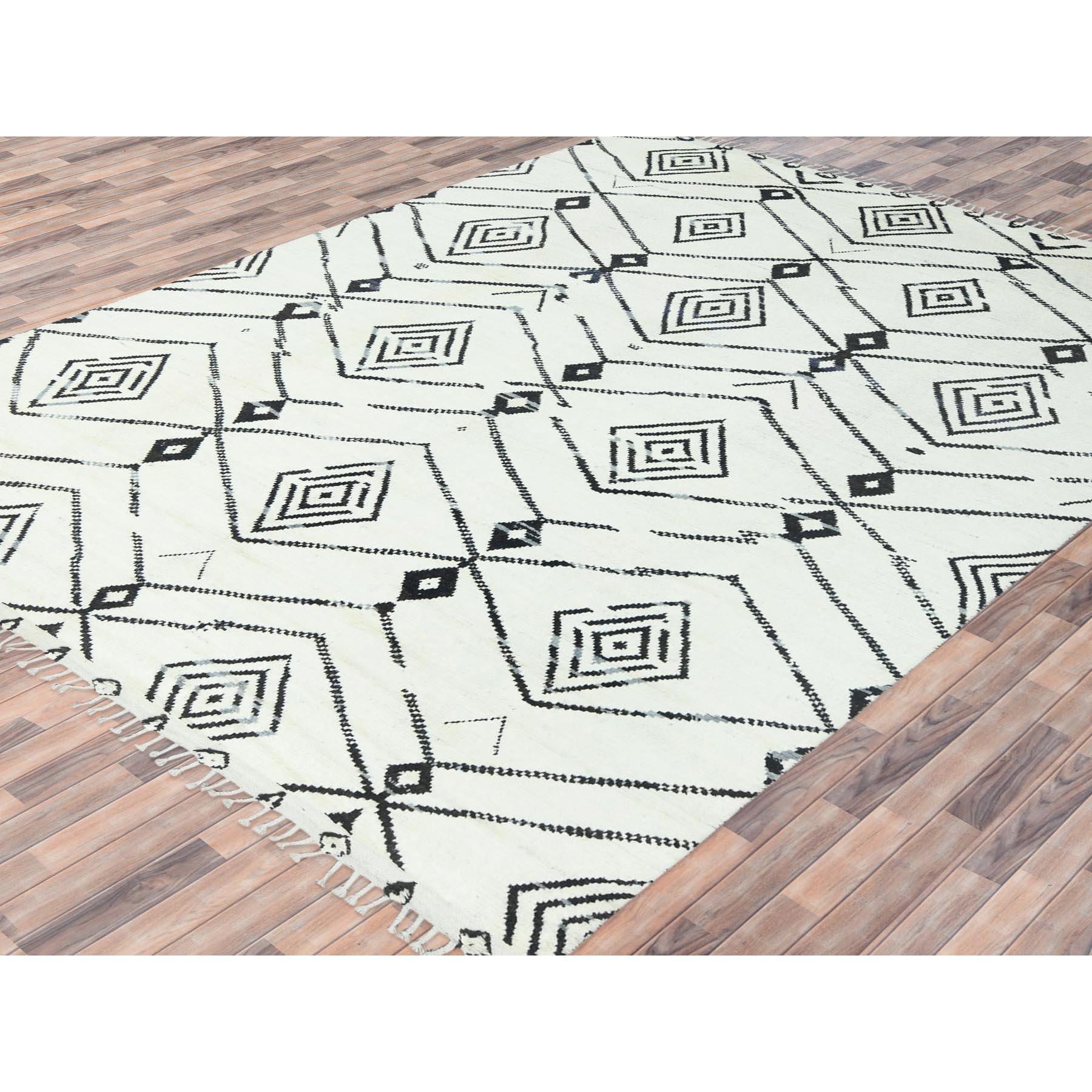 Afghan Tapis oriental noué à la main ivoire d'influence berbère marocaine 10'x14'4