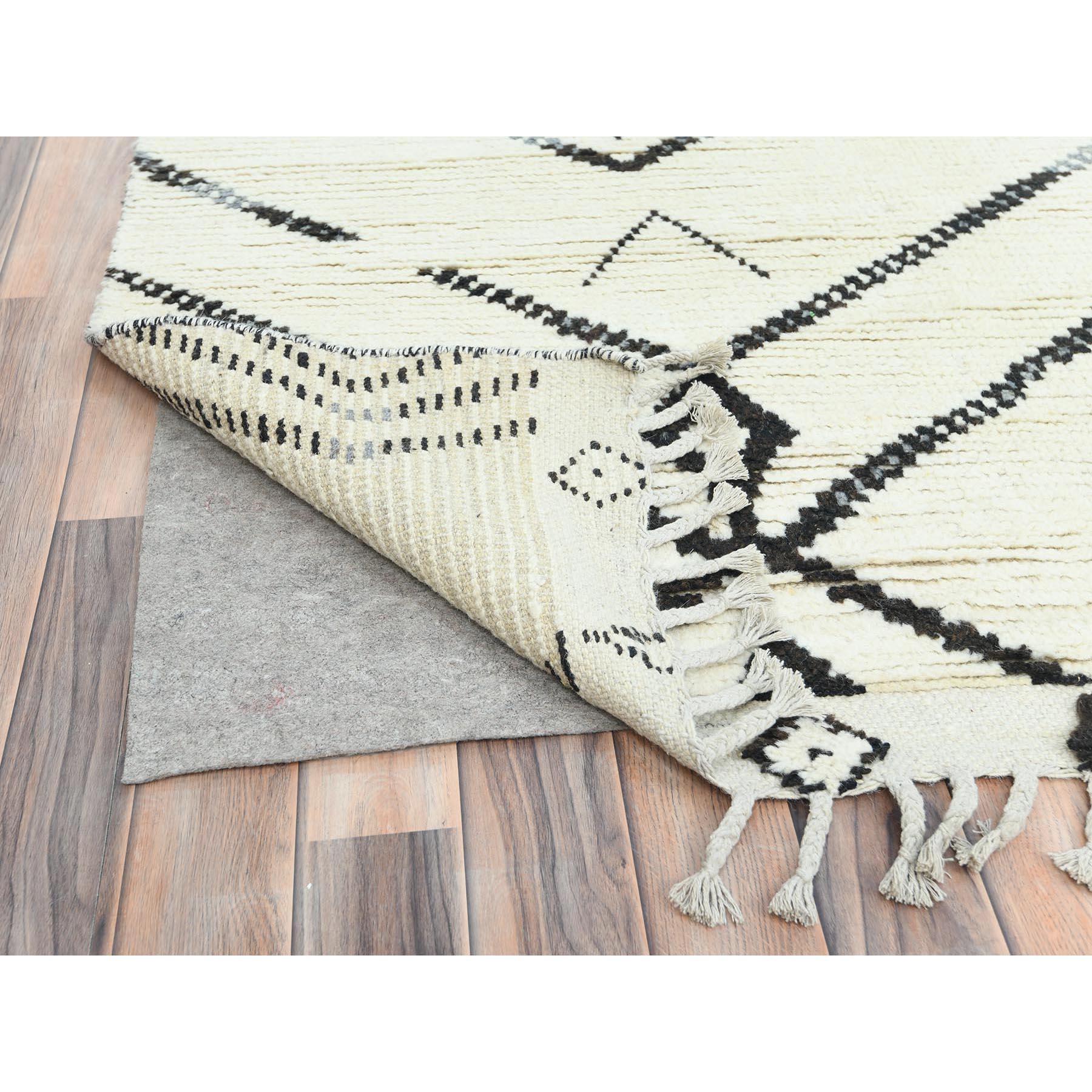 Noué à la main Tapis oriental noué à la main ivoire d'influence berbère marocaine 10'x14'4