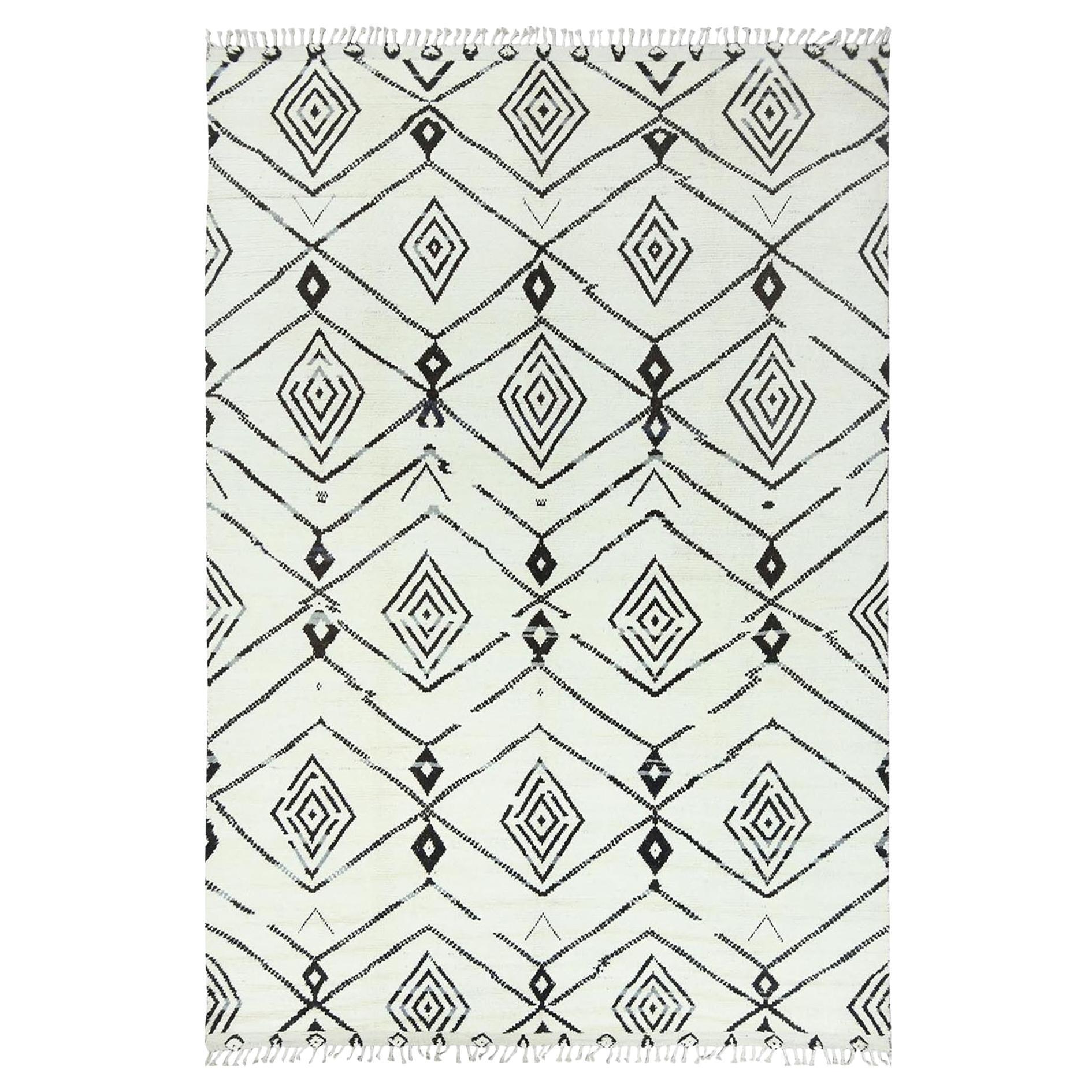 10'x14'4" Ivory Moroccan Berber Influence Design Wool Hand Knotted Oriental Rug