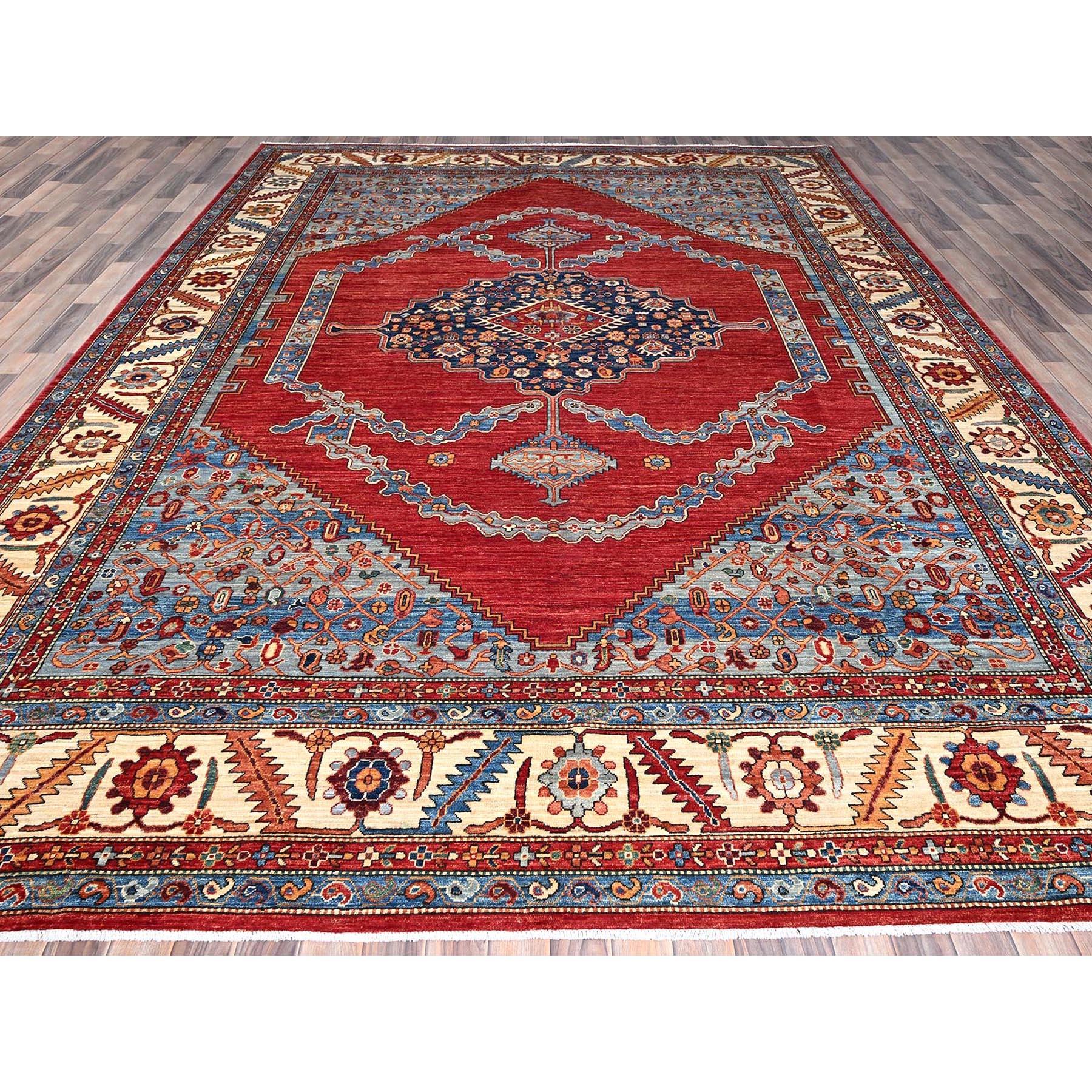 This is a truly genuine one-of-a-kind Afghan Heriz Open Field Bakshaish Design, Hand Knotted, Pure Wool, Oriental Rug. It has been Knotted for months and months in the centuries-old weaving craftsmanship techniques by expert artisans.
Primary