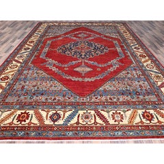 10'x14'4" Red Afghan Heriz with Open Field Bakshaish Design Oriental Rug