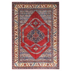 10'x14'4" Red Afghan Heriz with Open Field Bakshaish Design Oriental Rug