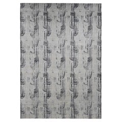 10'x14'5" Cloud Gray The Cane Design Seta e Lana annodato a mano Rugs
