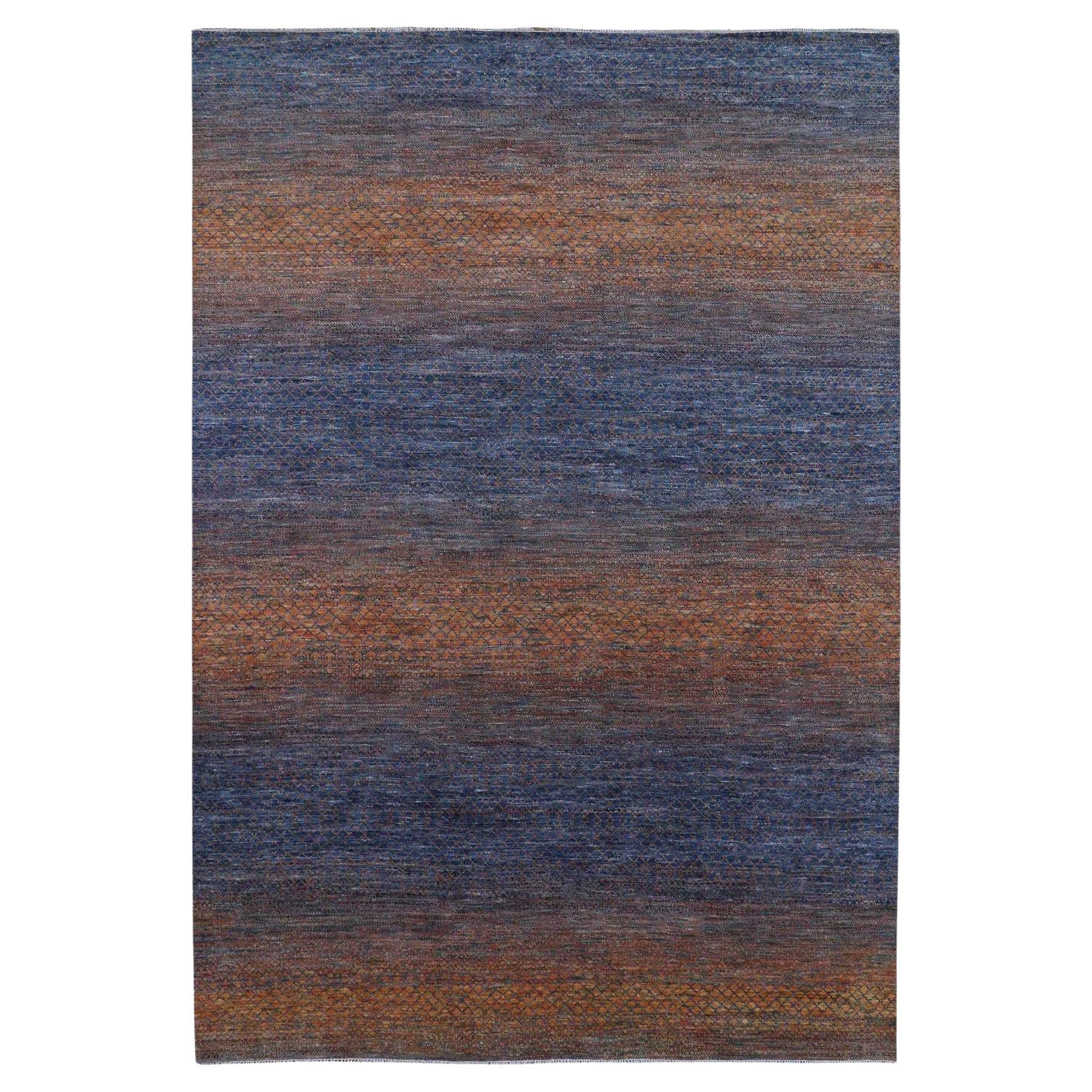 10
x14
5" Orange pure laine nouée à la main moderne Chiaroscuro Collection Rugal