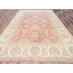 Tappeto rosa vintage Rajasthan lavato, pulito e morbido, annodato a mano, interamente in lana.