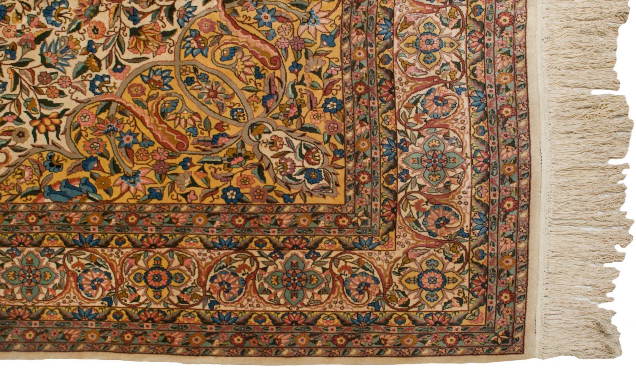 Vintage Fine Bulgarian Isfahan Design Carpet In Excellent Condition For Sale In Katonah, NY