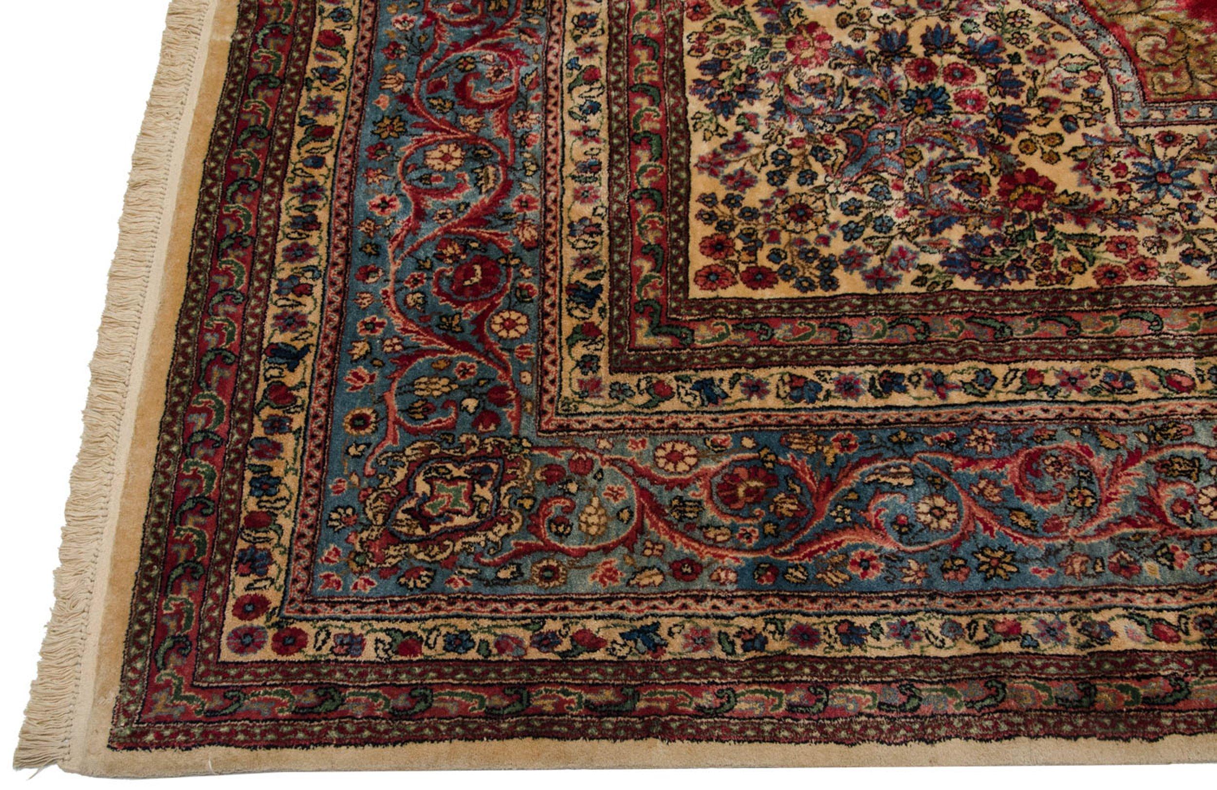 Hand-Knotted Vintage Fine Cyrus Crown Kerman Carpet For Sale