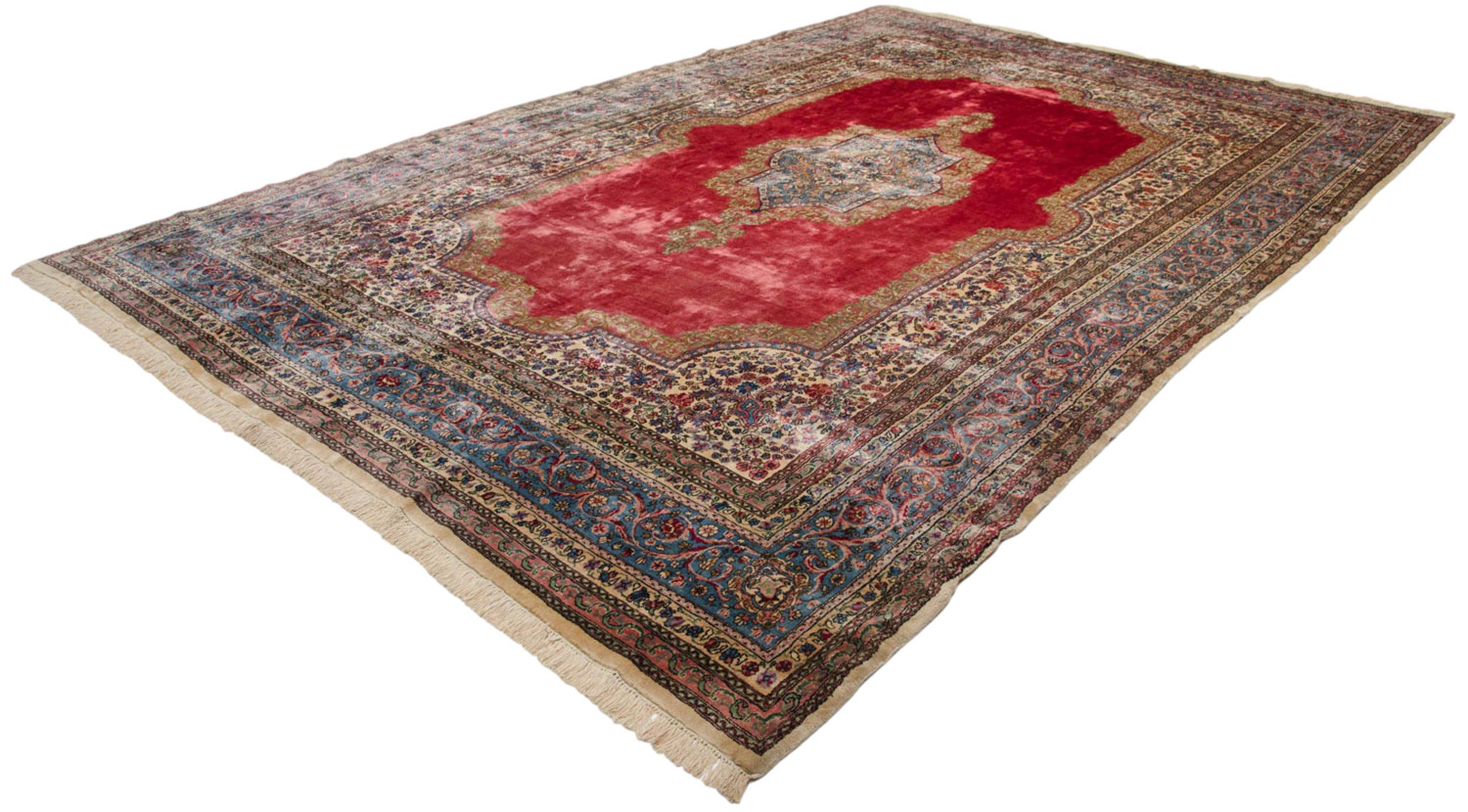 Wool Vintage Fine Cyrus Crown Kerman Carpet For Sale