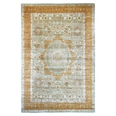 10'x14'6" Verde 14° Secolo Dinastia Mamluke Pattern Annodato a Mano Tappeto in Lana Morbida