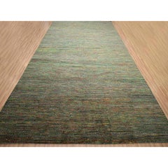 10'x14'6" Sage Green Modern Grass Design Wool and Silk Hand Knotted Oriental Rug