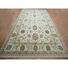 10'x14'6" Swan White Agra with Ziegler Design Hand Knotted Wool Oriental Rug