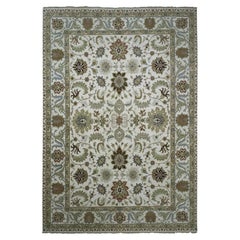 10'x14'6" Swan White Agra with Ziegler Design Hand Knotted Wool Oriental Rug