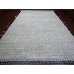 10'x14'7" Alfombra de Lana Pura Anudada a Mano con Diseño de Líneas Minimalistas de Tejido Marroquí Gris 10'x14'7