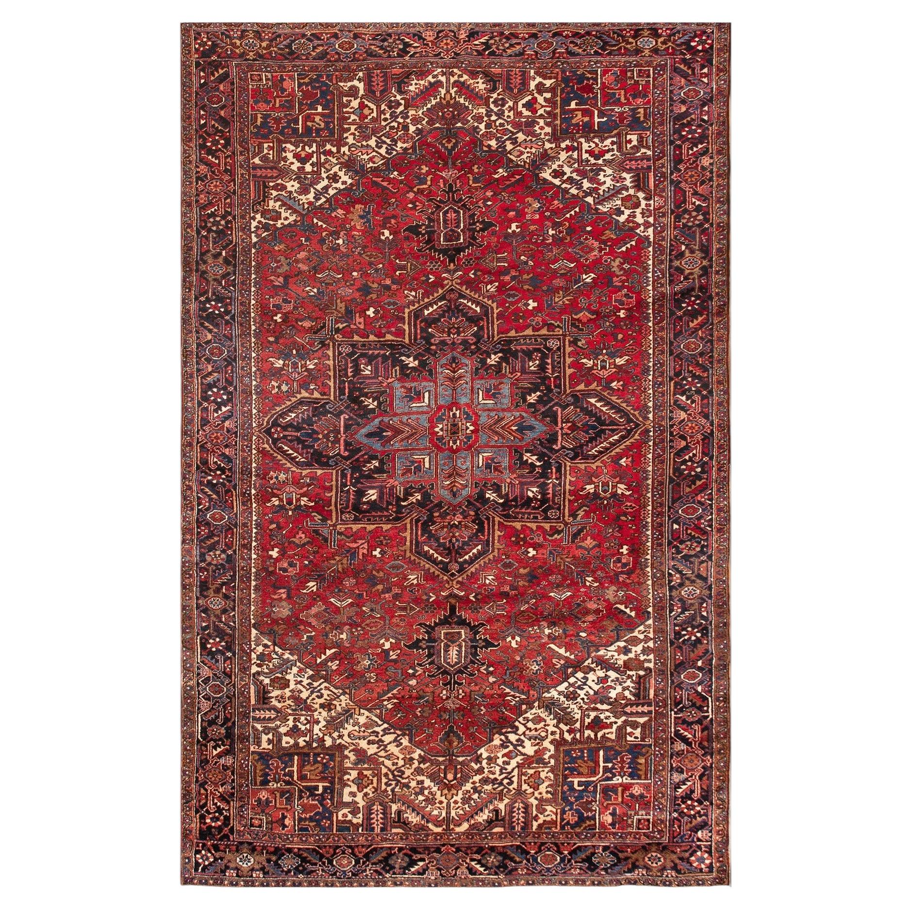 10x15 Antique Heriz Rug Geometric Durable Carpet 287cm x 469cm C. 1930
