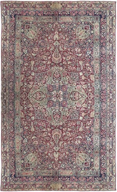 10X16 Antique lavar Kerman Rug Fine Signed Persian Poetry 300cm x 495cm c.1880