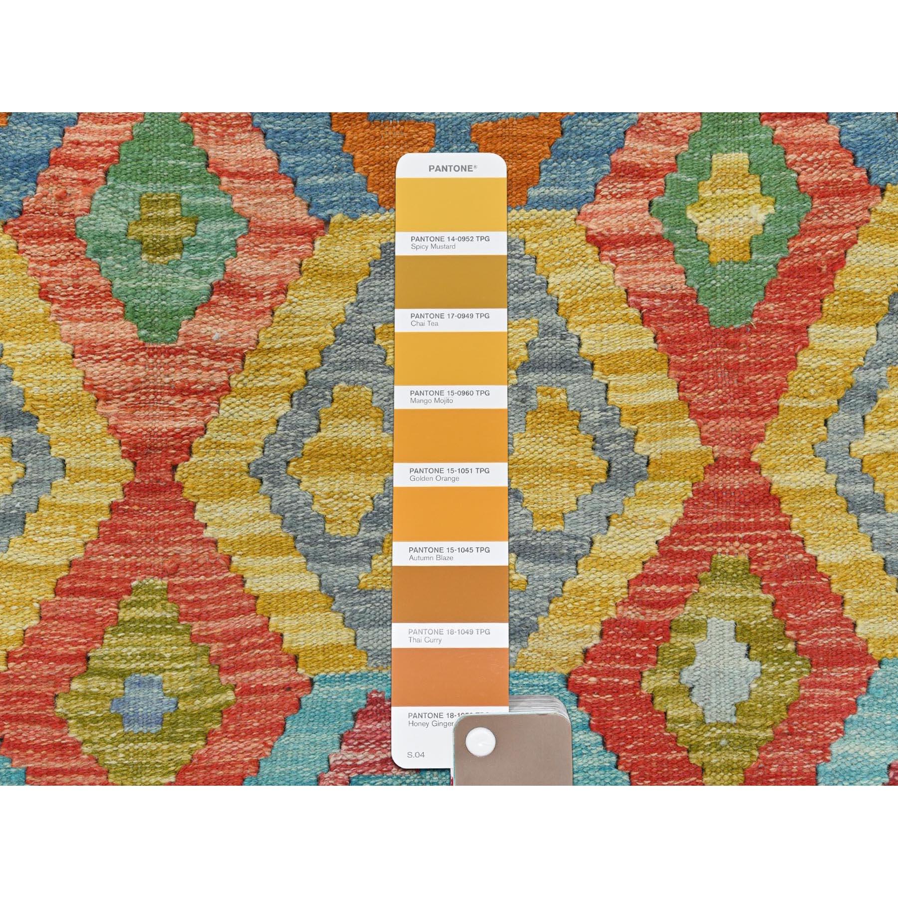 Afghano 10'x16' Colorful Hand Woven Afghan Kilim Vibrant Wool Oversized Rug in vendita