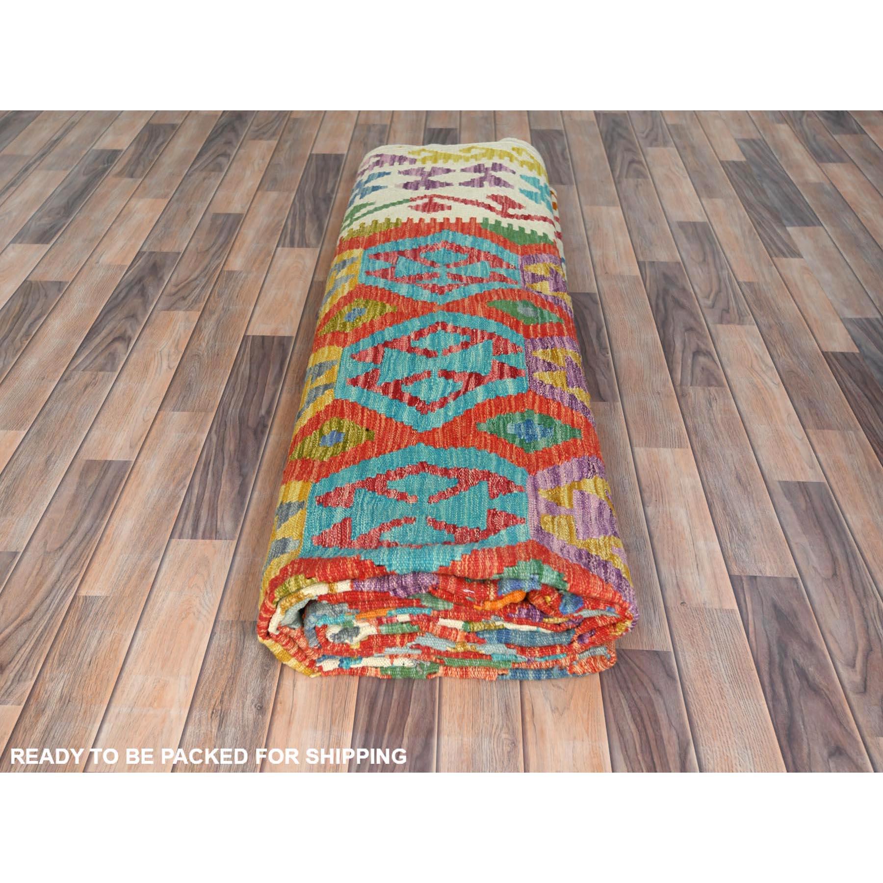 Annodato a mano 10'x16' Colorful Hand Woven Afghan Kilim Vibrant Wool Oversized Rug in vendita