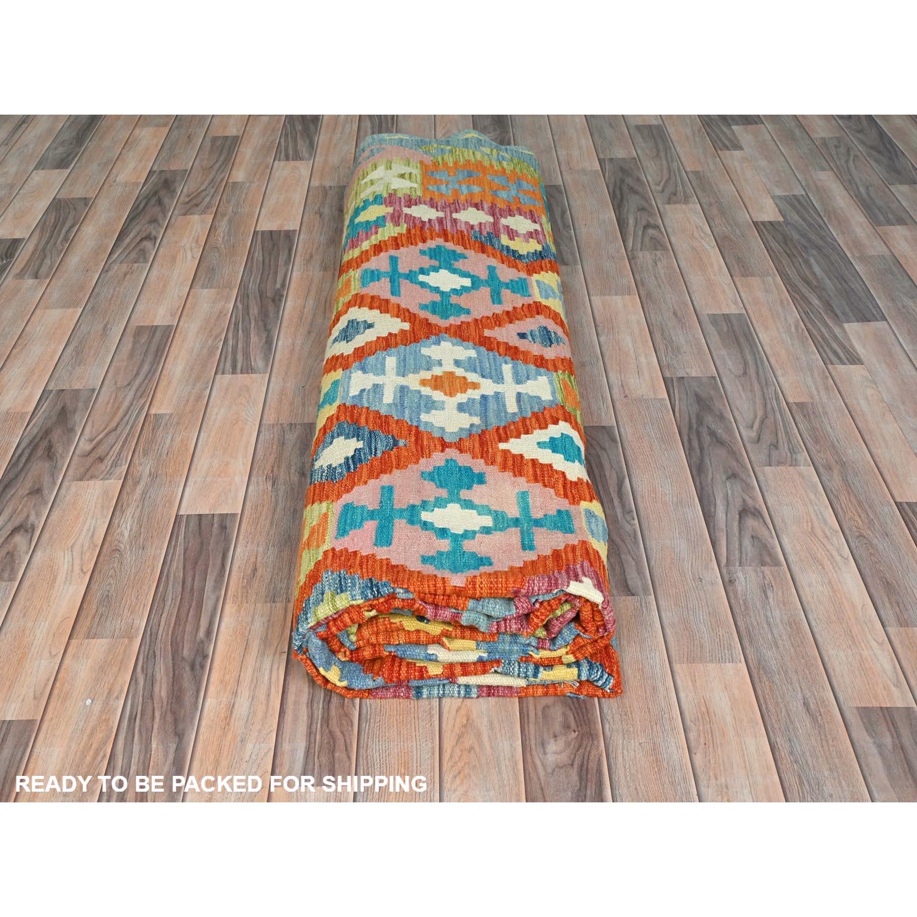 10'x16' Tapis Kilim Afghan surdimensionné en laine pure tissée à la main avec teinture végétale colorée Neuf - En vente à Carlstadt, NJ