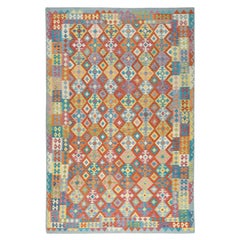 10'x16' Colorful Veggie Dyes Pure Wool Hand Woven Afghan Kilim Oversized Rug