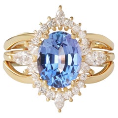 10X8mm Oval Tanzanite, Diamond Engagement Ringת Ring Guard. Jordan Athena Armour