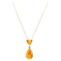10Y Amber & Diamond Pendant Necklace