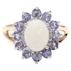 10Y Opal & Tanzanite Halo Ring